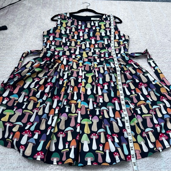 LA Soul Colorful Mushroom Print Mini Dress Pleated Skirt Size XL Cottagecore - Picture 11 of 12